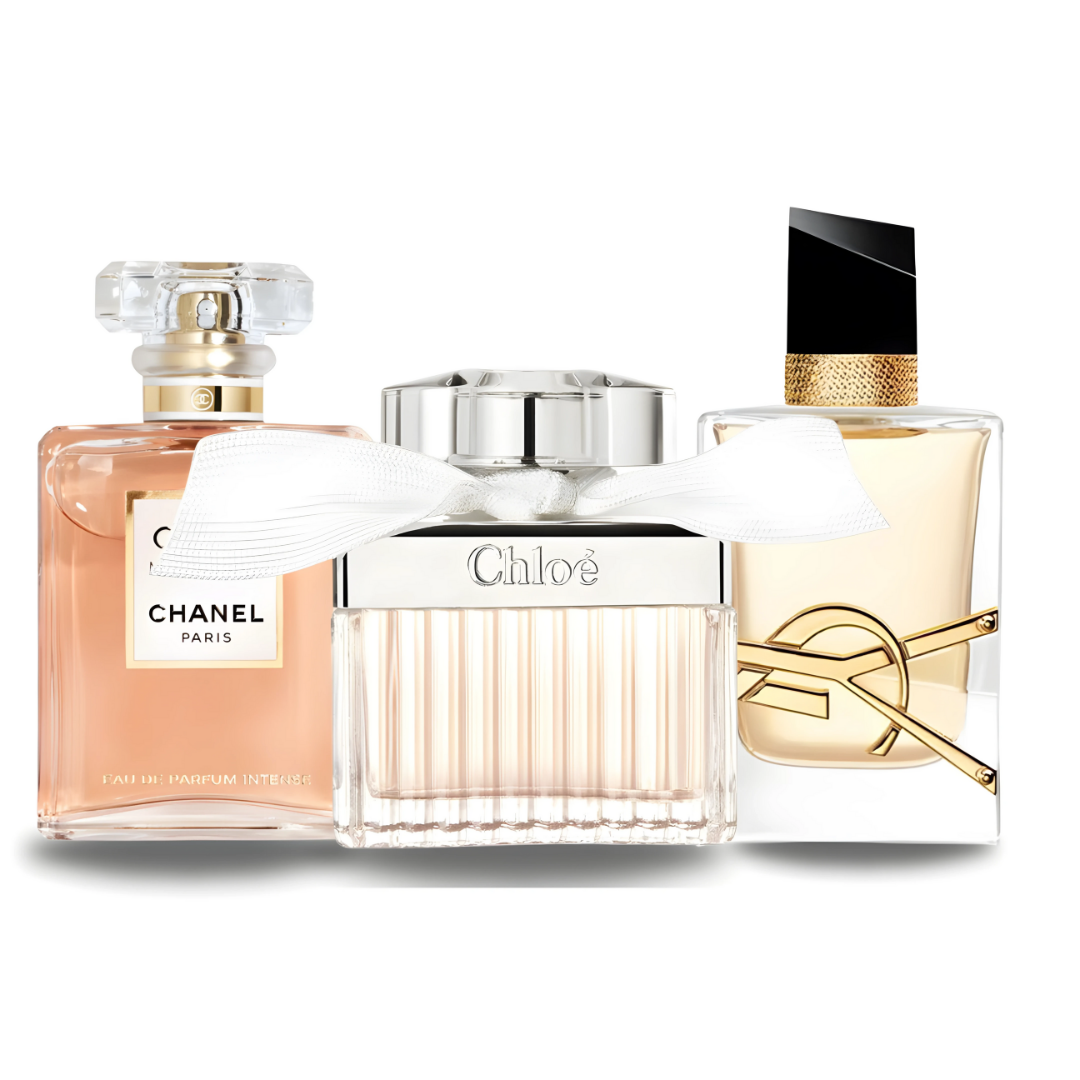 Combo de 3 parfums pour femmes – Coco Mademoiselle de Chanel, Libre de Yves Saint Laurent et Chloé Signature
